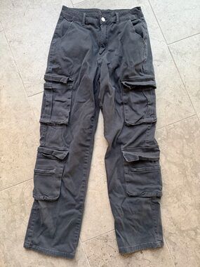 Black Baggy Cargo Pants with Multiple Pockets, Gilipur Women’s Size Small